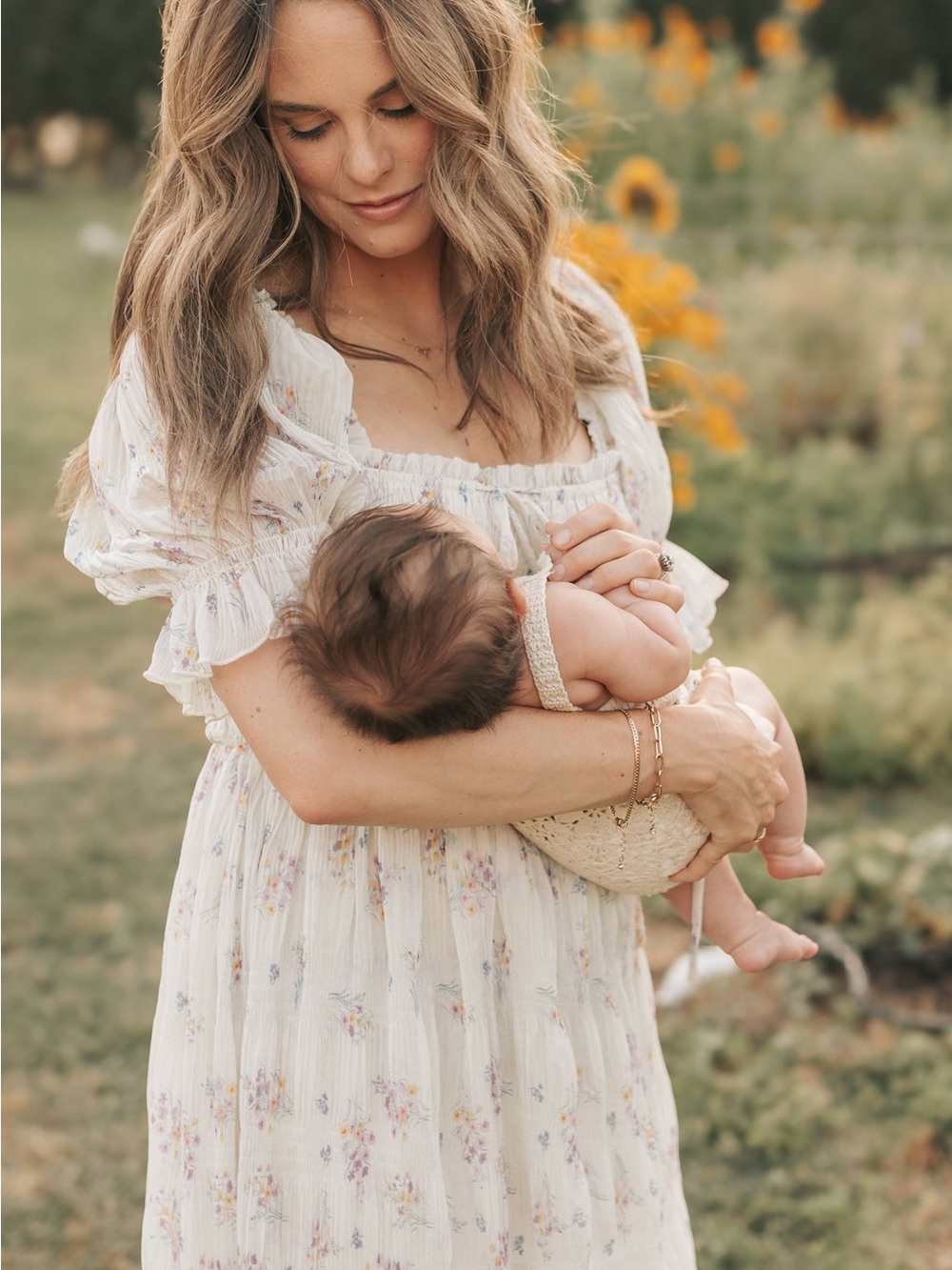 Elestory Crinkle Chiffon Dress Antique White Mommy & Me